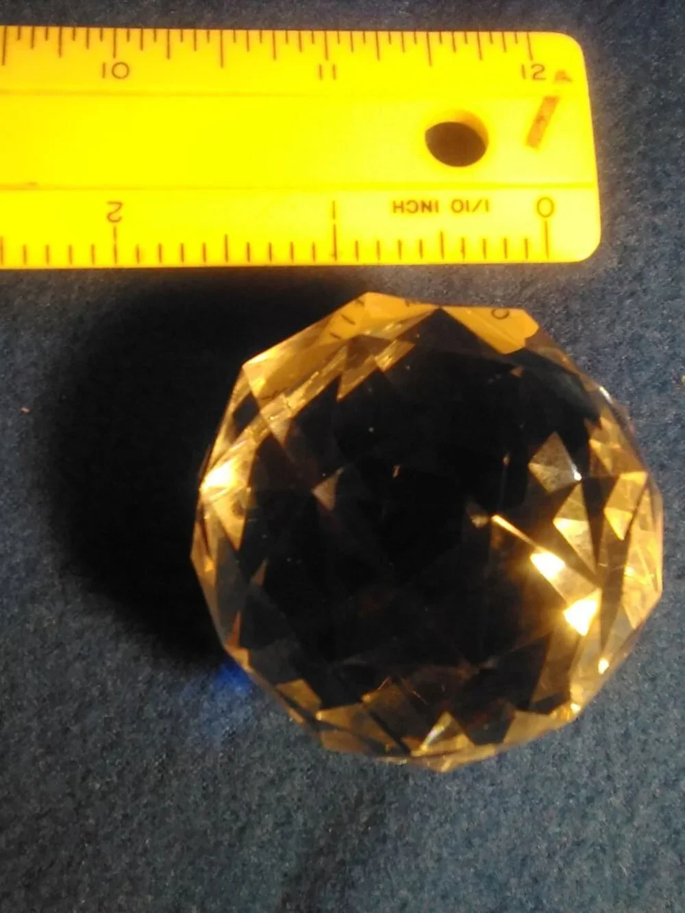 Antique Vintage Small Heavy Multifaceted Hexagon Cut Glass Paper Weight #A43